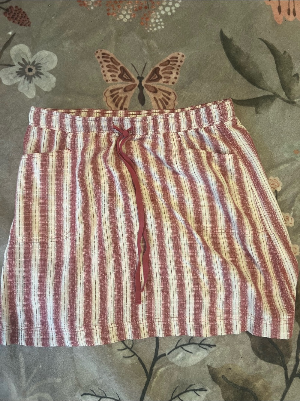 Max Studio Red and White Striped Mini Skirt